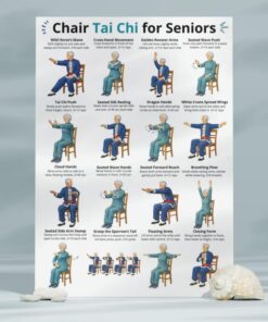 Chair Tai Chi for Seniors Poster, Seated Exercise Chart, Gentle Mobility & Balance Wall Art