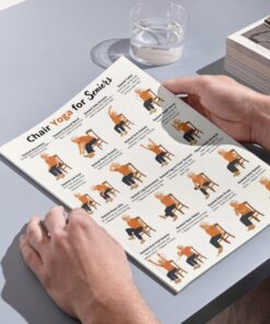 Chair Yoga for Seniors Poster, 16 Seated Poses Chart, Gentle Daily Routine Art