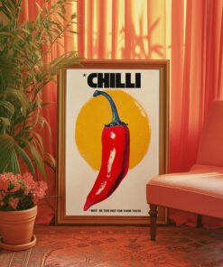 Chilli Pepper Poster 70s Retro Kitchen Wall Art canvas