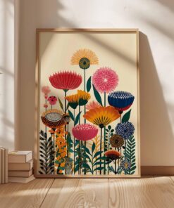 Colorful Botanical Wall Art Print, Modern Floral Poster