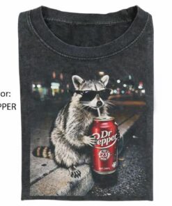 Cool Raccoon Graphic Tee, Vintage Raccoons Dr Pepperr shirt