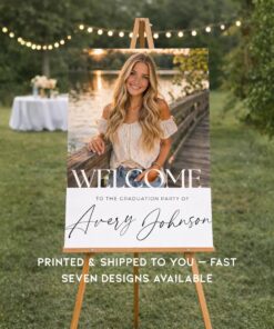 Custom Graduation Photo Welcome Sign, Class of 2026 Party Board Printed poster, canvas