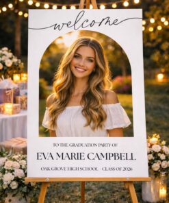 Custom Graduation Photo Welcome Sign, Class of 2026 Party Board poster