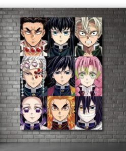 Demon Slayer Hashira Metal Poster, Kimetsu no Yaiba Nine Pillars Anime Wall Art