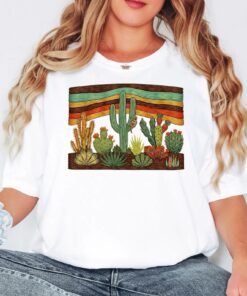 Desert Cactus T-Shirt, Southwest Cactus Tee, Boho Western Shirt, Retro Desert Top