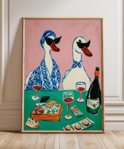 Duck Wine Party Art Print