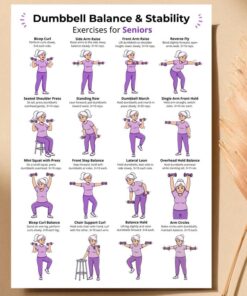 Dumbbell Exercises for Seniors, Balance & Stability Poster, Full Body Workout