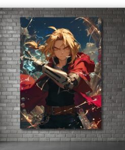 Edward Elric Fullmetal Alchemist Metal Poster, FMA Brotherhood Wall Art, Anime Decor Sign