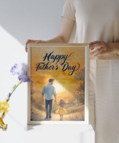 Fathers Day Gift Dad and Daughter Watercolor Art Print Family Wall Decor Poster