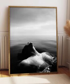 Feminist Beach Canvas Wall Art Minimalist Black White Aesthetic Bathroom Decor