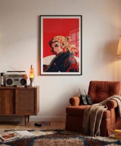 Flame-Haired Demon Slayer Poster, Matte Vertical Poster