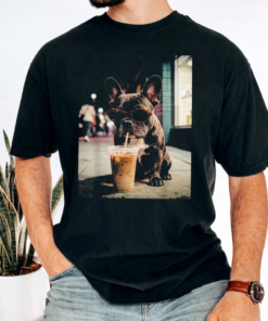 French Bulldog Iced Coffee Shirt, Funny Dog Coffee Lover Tee