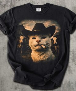 Funny Cowboy Cat T-shirt, Meme Shirts, Cats Lover Gift