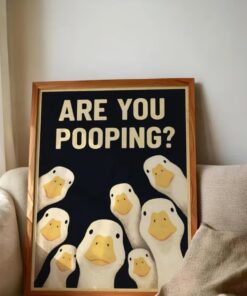 Funny Goose Are You Pooping Canvas Wall Art Vintage Bathroom Decor Friend Gift