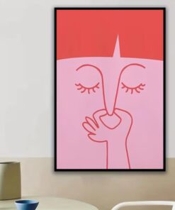Funny Pink Anime Bathroom Canvas Wall Art Humorous Toilet Decor Gift for Adults