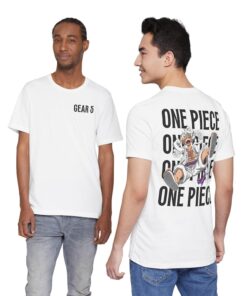 Gear 5 Nika T-Shirt, One Piece Luffy Sun God Back Print Anime Streetwear Tee, Front Back Design, Manga Unisex Cotton Pirate King Gift