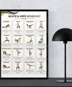 Glute and Hips Workout for Women, Lower Body Exercise Chart, Leg Workout Wall Art