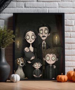 Gothic Couple Portrait Poster, Valentines Day Wall Art, Anniversary Illustration, Newlywed Christmas Gift