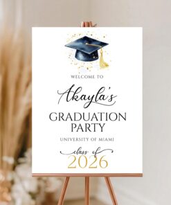 Graduation Party Welcome Sign, Class of 2026 Graduation Sign, Elegant Graduation Poster, Custom Name Grad Decor, Printable Sign
