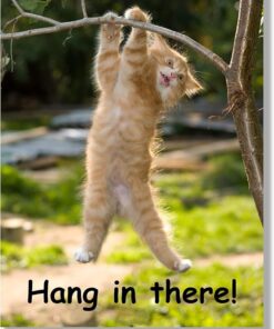 Hang in There Cat Poster, Classic Hang in There Baby Poster Kitty Art, Retro Motivational Cat Print for Office Decor, Study Nooks or Classroom Walls canvas