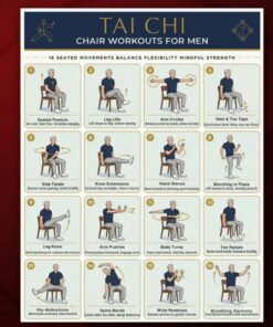 Printable Tai Chi Chair Workout Poster Seated Exercise Chart for Senior Men