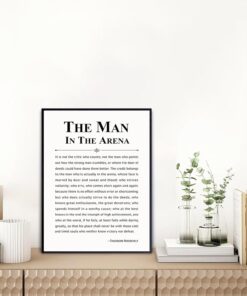 Howwii Inspirational Wall Art Office Decor The Man in the Arena Motivational Positive Quote Canvas Print Gift for Men&Women
