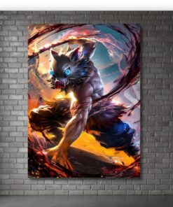 Inosuke Hashibira Metal Poster, Demon Slayer Wall Art, Beast Breathing Decor