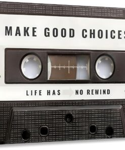 Inspirational Office Canvas Wall Art Picture Vintage Cassett Tape Prints Make Good Choices Life Has No Rewind Inspiring Artwork Living Room Framed