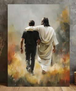 Jesus Walking with Man Canvas & Poster