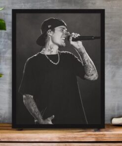 Justin Bieber Framed Poster Live Performance Music Wall Art Streetwear Pop Icon Portrait Ready to Hang Celebrity Decor