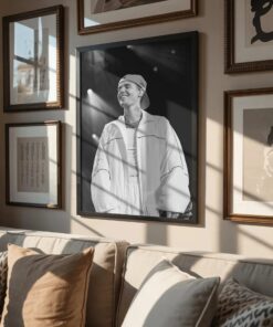 Justin Bieber Poster & Canvas, Aesthetic Black and White Wall Art