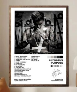 Justin Bieber Purpose Album Poster, Music Wall Art, Pop Art Print