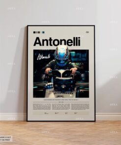 Kimi Antonelli Mercedes F1 Framed Poster, Motorsport Wall Art