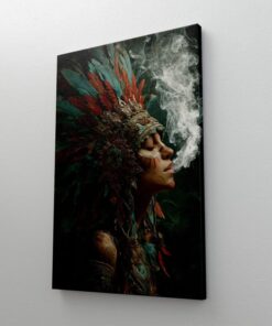 Mystical Woman Art Print Feather Headdress Spiritual Bohemian Native Inspired