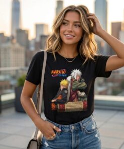 Naruto Shippuden Graphic Tee Naruto and Jiraiya Anime Shirt, Cotton Manga Apparel