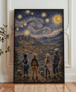 Naruto Starry Night Wall Art, Anime Poster, Naruto Wall Art, Manga Print, Anime Room Decor, Ninja Village Art, Anime Gift