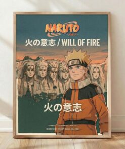 Naruto Will of Fire Anime Poster, Vintage Manga Wall Art, Retro Home Decor Print