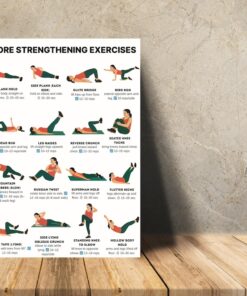 No Equipment Core & Abs Workout Poster Home Fitness Strength Stability Wall Art