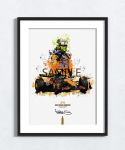 Norris F1 World Champion McLaren Poster Hand Drawn F1 Wall Art Decor