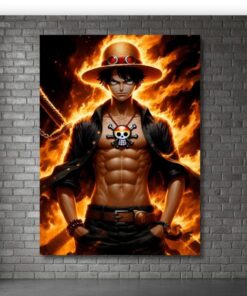 One Piece Portgas D. Ace Metal Poster, Fire Fist Anime Wall, Japanese Manga Decor