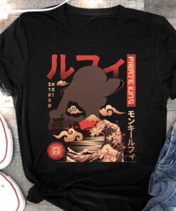 Pirate King Luffy Anime Shirt, Straw Hat Pirates Monkey D Luffy One Piece Manga Shirt, Mugiwara, Sanji, Zoro Japanese Anime Tee
