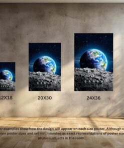 Planet Earth Poster, Space Exploration Art Print, Galaxy World Wall Decor