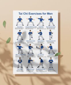 Printable Tai Chi Exercises for Men, Tai Chi Workout Chart, Home Fitness Poster