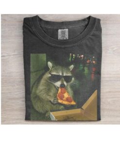 Raccoon Eating Pizza Funny Meme Shirt Funny Graphic Tee