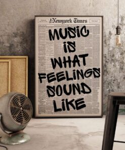 Retro Music Is What Feelings Sound Like Newspaper Poster, Trendy Aesthetic Print, Typography Art SKUHUEVIC SKUHUEVIC