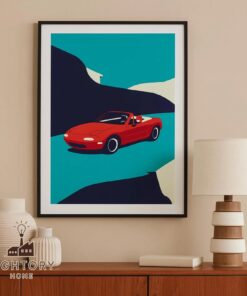 Retro Red Classic Car Wall Art Print, Scandinavian Poster, 911 Style Vintage canvas
