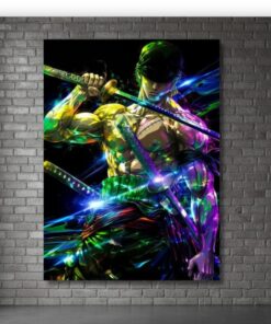 Roronoa Zoro Metal Poster, One Piece Anime Wall Art, Three Sword Style Print