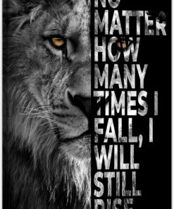 SKASNFAI Lion Canvas Wall Art Black and White Animal Inspirational Motivational Quotes Prints Posters Office Decor Framed Ready to Hang