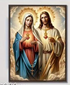 Sacred Heart of Jesus Virgin Mary Canvas Wall Art Religious Oil Painting Decor