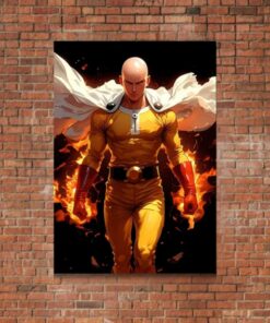 Saitama Determined Metal Poster, One Punch Man Anime Wall Art, OPM Manga Decor Sign